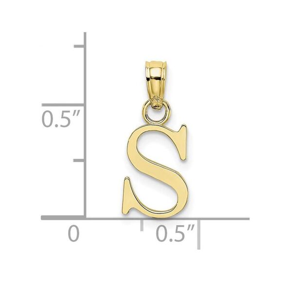 10K Yellow Gold Polished S Block Initial Charm - Picture 8 of 9
